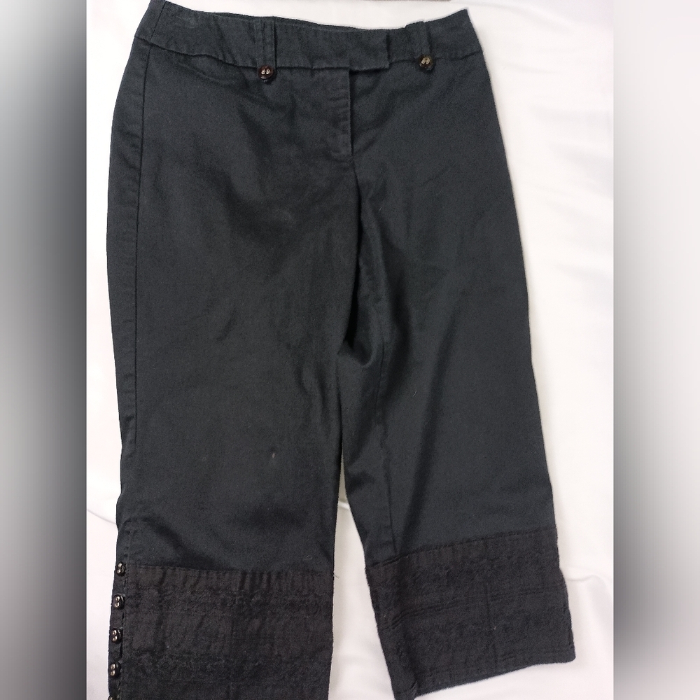 2/$30 Black TRIBAL Cropped Pants with‎ Lace Hem-(#1,392)